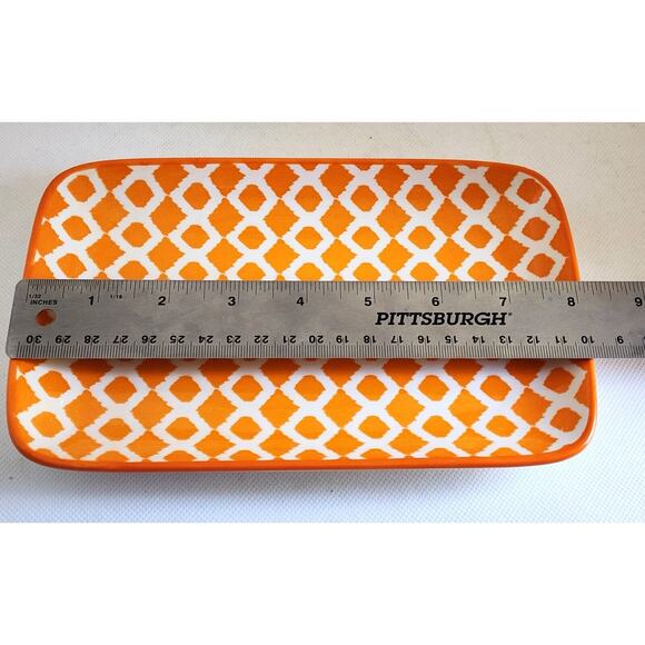 Plates-Small Bites/Appetizer/Buffet-Salamica-Abstract Design-Red-Orange-Set of 2 - Picture 8 of 9